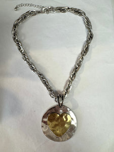 Two Toned Heart Braided Necklace