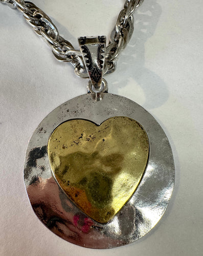 Two Toned Heart Braided Necklace