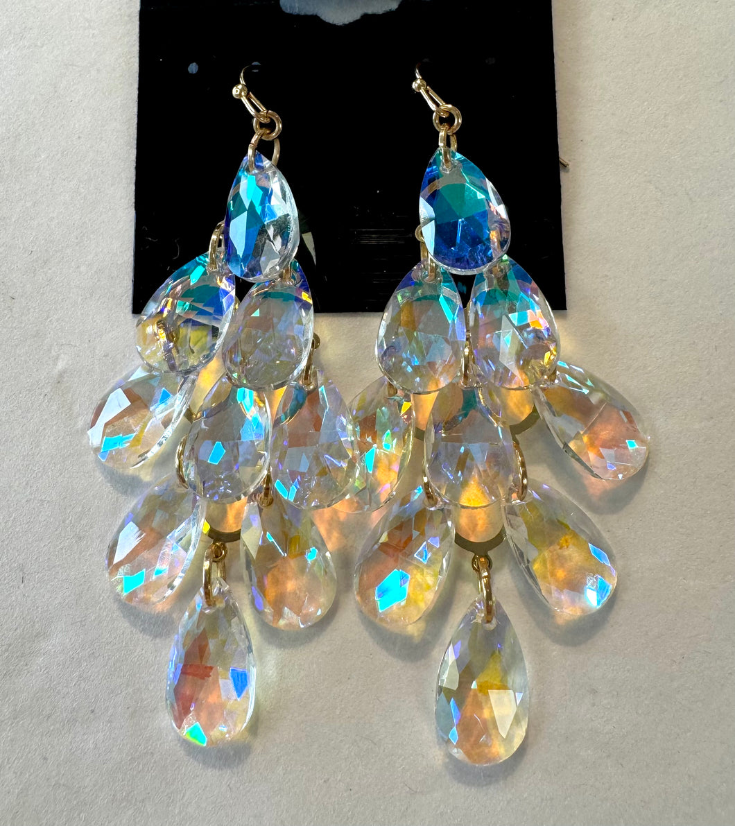 Sparkling Teardrop Chandelier Earrings