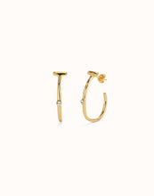 Load image into Gallery viewer, UNOde50 Hoop Earrings with White Topez-Gold #PEN0959BLNORO0U-Ser Indomable