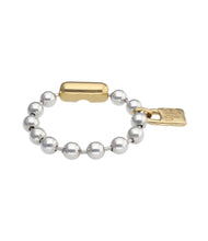 Load image into Gallery viewer, UNOde50 Beaded Bracelet With Padlock-Silver Two Toned Medium #PUL1215OROMTL0M