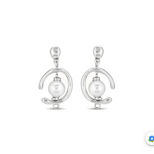 Load image into Gallery viewer, UNOde50 Inorbit Drop Earrings With Pearl-Silver