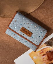 Load image into Gallery viewer, Wrangler Rhinestone Trifold Wallet-Light Denim