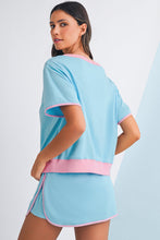 Load image into Gallery viewer, Colorblock Edge Drop Shoulder T Shirt and Skort Set