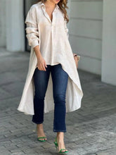 Load image into Gallery viewer, Full Size High-Low Collared Neck Long Sleeve Shirt