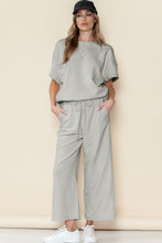 Load image into Gallery viewer, Textured Loose Fit T Shirt and Drawstring Pants Set