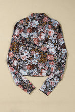 Load image into Gallery viewer, Floral Print Mesh Mock Neck Top