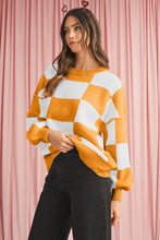 Load image into Gallery viewer, Checkered Bishop Sleeve Pullover Sweater
