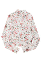 Load image into Gallery viewer, Floral Print Mesh Mock Neck Top