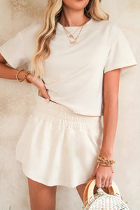 Cropped Tee and Ruffle High Waist Skort Set