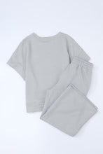 Load image into Gallery viewer, Textured Loose Fit T Shirt and Drawstring Pants Set