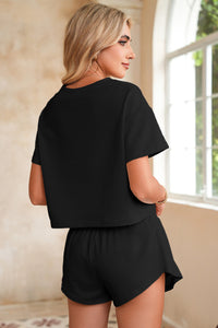 Cropped Tee and Ruffle High Waist Skort Set