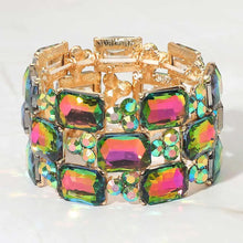 Load image into Gallery viewer, Wide Rhinestone Crystal Stretch Evening Bracelet