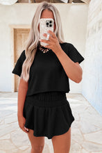 Load image into Gallery viewer, Cropped Tee and Ruffle High Waist Skort Set