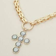 Load image into Gallery viewer, Gray Cross Charm Pendant Chunky Chain Statement Necklace