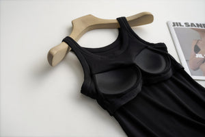Tank Top w Built In Bra Black