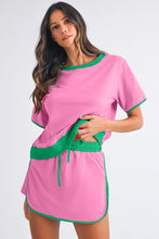 Load image into Gallery viewer, Colorblock Edge Drop Shoulder T Shirt and Skort Set