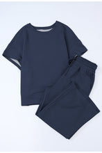 Load image into Gallery viewer, Textured Loose Fit T Shirt and Drawstring Pants Set