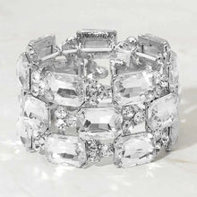 Load image into Gallery viewer, Wide Rhinestone Crystal Stretch Evening Bracelet