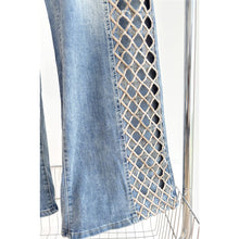 Load image into Gallery viewer, Lattice Rhinestone Wide Leg Jeans