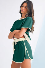 Load image into Gallery viewer, Colorblock Edge Drop Shoulder T Shirt and Skort Set