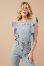 Load image into Gallery viewer, Ruffle Bell Bottom Jumpsuit