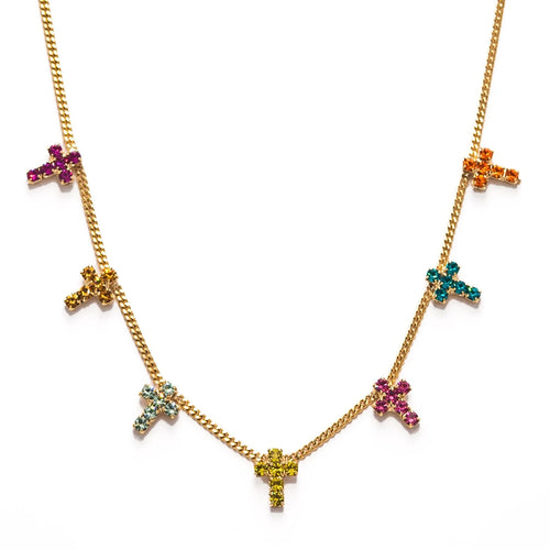Multi Cross Necklace in Watermelon