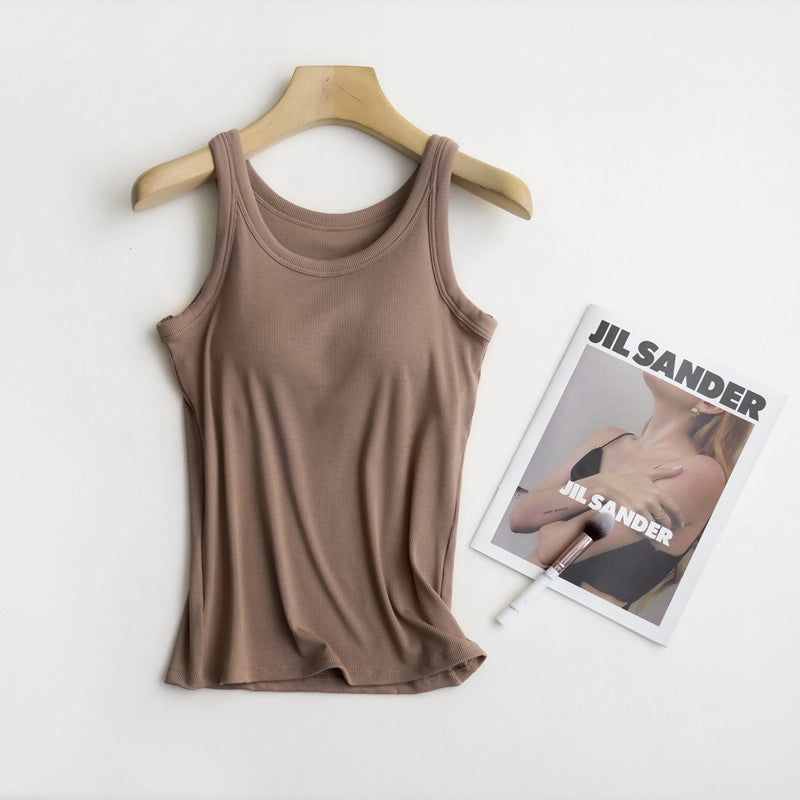 Tank Top w Built In Bra Cocoa