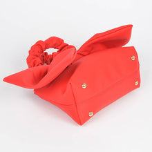 Load image into Gallery viewer, Nylon Top Handle Bag with Bow Front Clutch