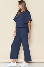 Load image into Gallery viewer, Textured Loose Fit T Shirt and Drawstring Pants Set