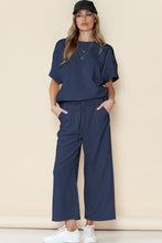 Load image into Gallery viewer, Textured Loose Fit T Shirt and Drawstring Pants Set