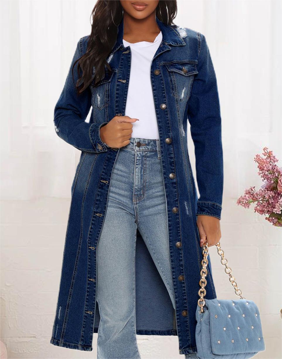 Trench Denim Coat Shirt Dress