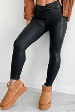Load image into Gallery viewer, Black Crossover High Waist Pocketed Leggings
