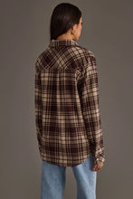 Load image into Gallery viewer, Flannel Long Sleeve Plaid Button Up Top-Chocolate Brown &amp; Tan