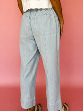 Load image into Gallery viewer, Stripe Mid Rise Drawstring Waist Jeans