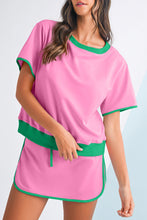 Load image into Gallery viewer, Colorblock Edge Drop Shoulder T Shirt and Skort Set