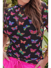 Load image into Gallery viewer, Kora Butterfly Mesh Top-Short Sleeve