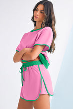Load image into Gallery viewer, Colorblock Edge Drop Shoulder T Shirt and Skort Set