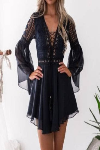 Black Lace Crochet Dress