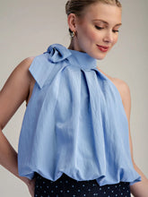 Load image into Gallery viewer, High Neck Tie Wrap Balloon Sleeveless Top