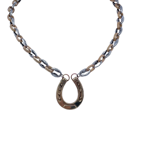 Mixed Metal Horseshoe Necklace