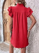 Load image into Gallery viewer, Ruffled Notched Cap Sleeve Mini Dress