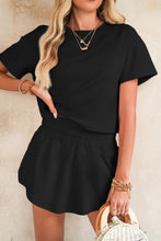 Load image into Gallery viewer, Cropped Tee and Ruffle High Waist Skort Set