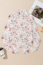 Load image into Gallery viewer, Floral Print Mesh Mock Neck Top