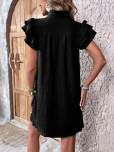 Load image into Gallery viewer, Ruffled Notched Cap Sleeve Mini Dress