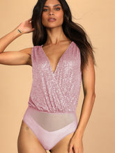 Load image into Gallery viewer, Sequin Surplice Sleeveless Bodysuit