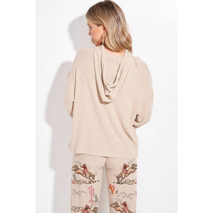 Desert Cowgirl Print Rib Hoodie Loungewear Set