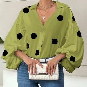 Polka Dot Puff Sleeve Blouse