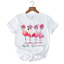Load image into Gallery viewer, Flamingo Hello Summer T-Shirt