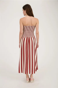 Stripe Strapless Midi Dress